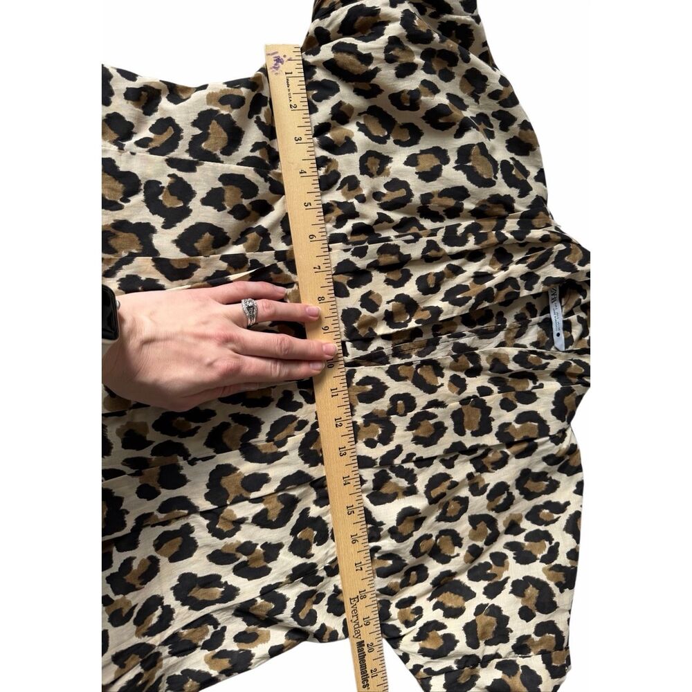 ZARA Midi Dress Leopard Print Belted Short Sleeve Large - Picture 7 of 12